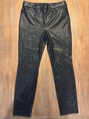 LOFT Black Faux Leather Skinny Pants